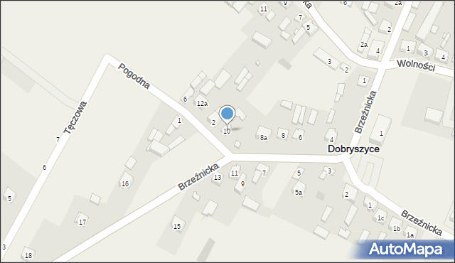 Dobryszyce, Brzeźnicka, 10, mapa Dobryszyce