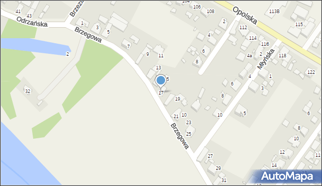 Dobrzeń Mały, Brzegowa, 17, mapa Dobrzeń Mały
