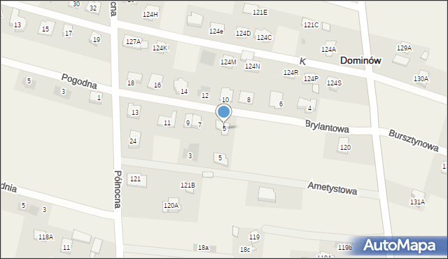 Dominów, Brylantowa, 5, mapa Dominów