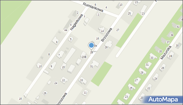 Dosin, Brzozowa, 18, mapa Dosin