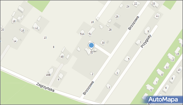 Dosin, Brzozowa, 32, mapa Dosin