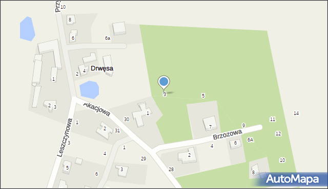 Drwęsa, Brzozowa, 3, mapa Drwęsa