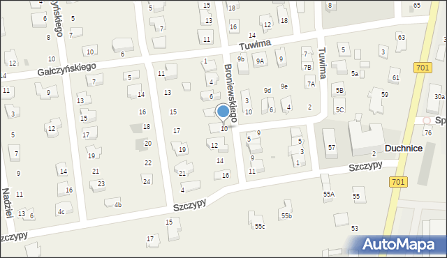 Duchnice, Broniewskiego, 10, mapa Duchnice