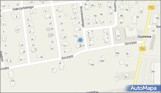 Duchnice, Broniewskiego, 16, mapa Duchnice