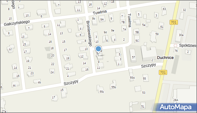 Duchnice, Broniewskiego, 7, mapa Duchnice