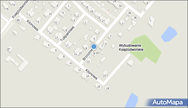 Działdowo, Brzozowa, 9, mapa Działdowo