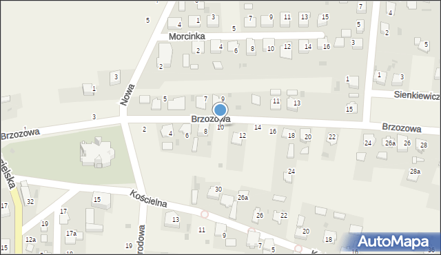 Dziergowice, Brzozowa, 10, mapa Dziergowice