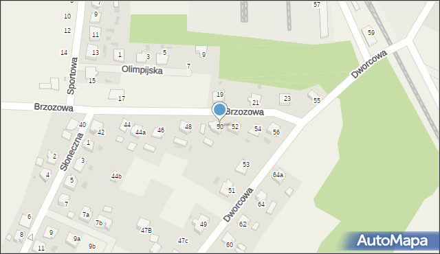 Dziergowice, Brzozowa, 50, mapa Dziergowice