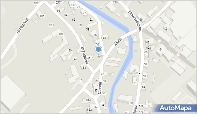 Dzierżoniów, Brzegowa, 93, mapa Dzierżoniów