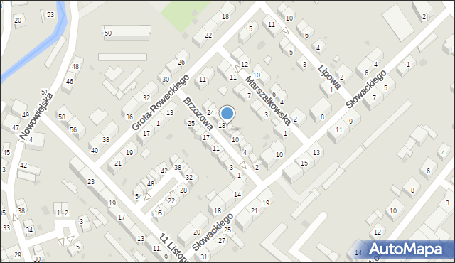 Dzierżoniów, Brzozowa, 14, mapa Dzierżoniów