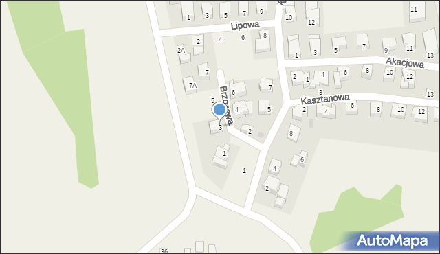 Dźwirzyno, Brzozowa, 3, mapa Dźwirzyno