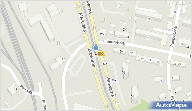 Elbląg, Browarna, 52, mapa Elbląga