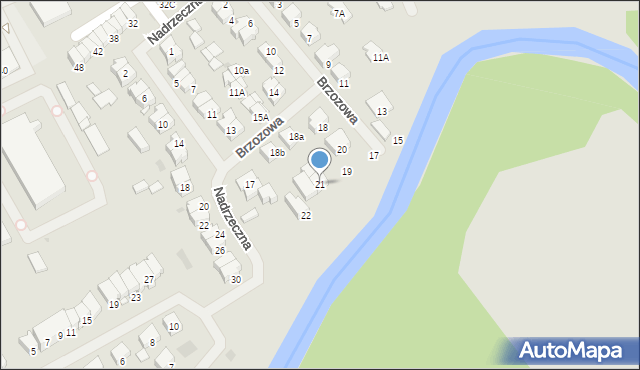 Ełk, Brzozowa, 21, mapa Ełku