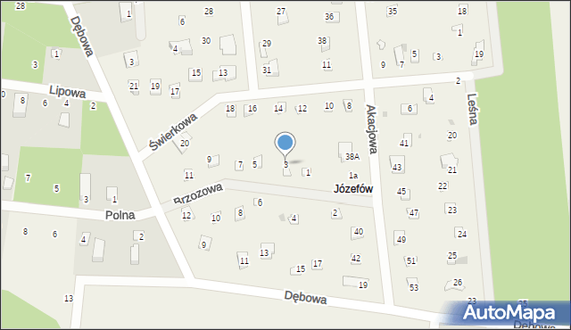 Florentynów, Brzozowa, 3, mapa Florentynów