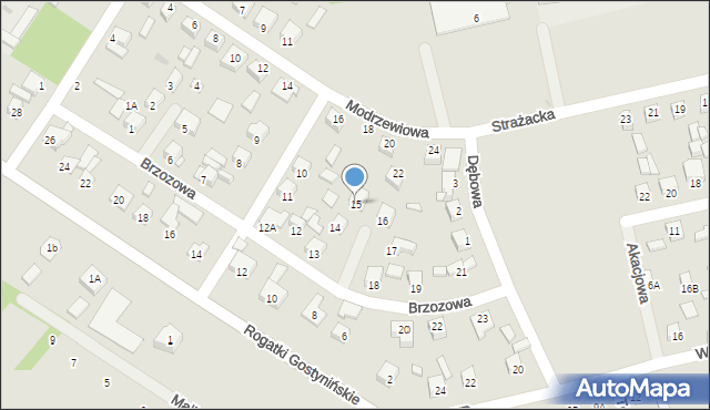 Gąbin, Brzozowa, 15, mapa Gąbin