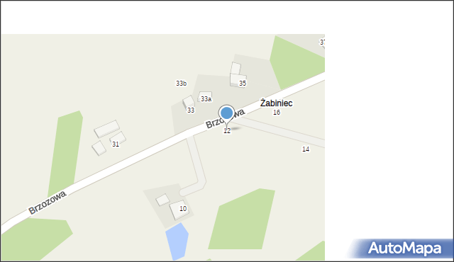 Gąbino, Brzozowa, 12, mapa Gąbino