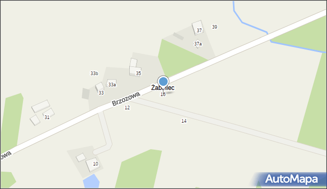 Gąbino, Brzozowa, 16, mapa Gąbino