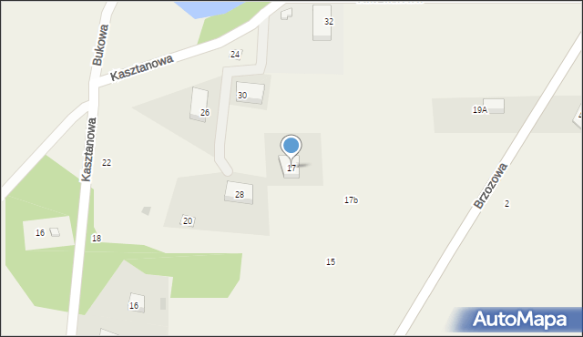 Gąbino, Brzozowa, 17, mapa Gąbino