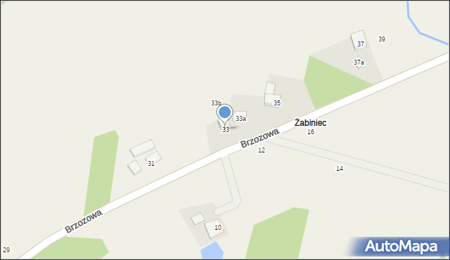 Gąbino, Brzozowa, 33, mapa Gąbino