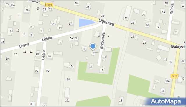 Gabryelin, Brzozowa, 4, mapa Gabryelin