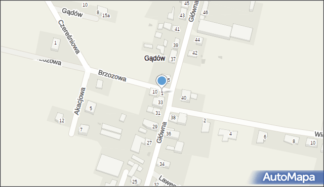 Gądów, Brzozowa, 1, mapa Gądów