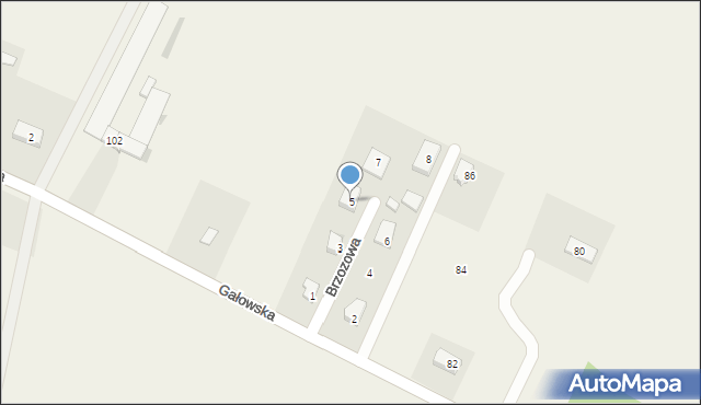 Gałów, Brzozowa, 5, mapa Gałów