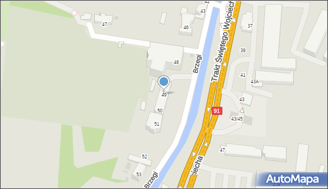 Gdańsk, Brzegi, 49, mapa Gdańska