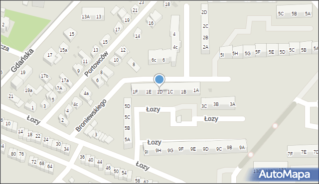 Gdańsk, Broniewskiego Władysława, 1D, mapa Gdańska