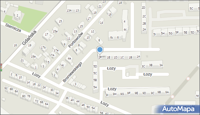 Gdańsk, Broniewskiego Władysława, 1F, mapa Gdańska