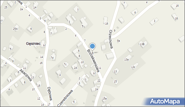 Gęsiniec, Brzoskwiniowa, 9, mapa Gęsiniec
