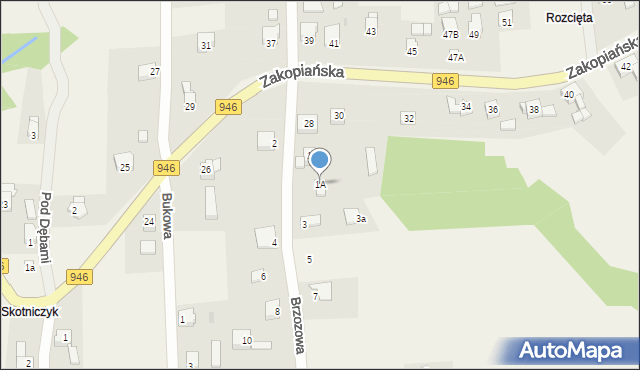 Gilowice, Brzozowa, 1A, mapa Gilowice