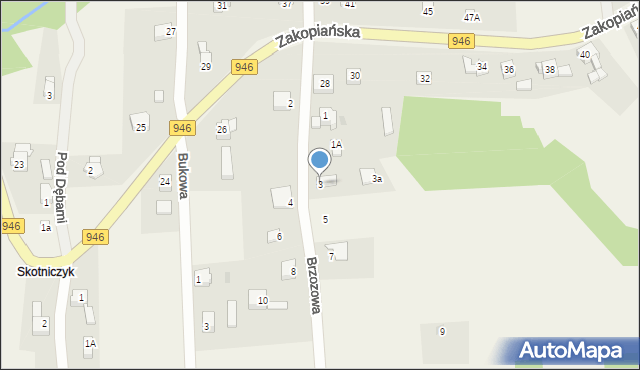 Gilowice, Brzozowa, 3, mapa Gilowice