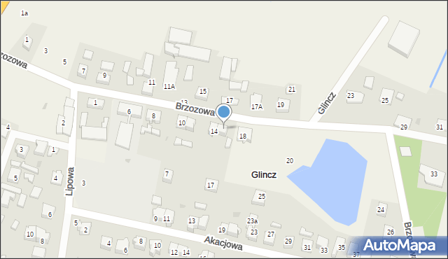 Glincz, Brzozowa, 16, mapa Glincz