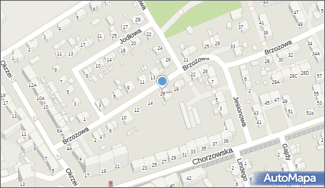 Gliwice, Brzozowa, 16, mapa Gliwic