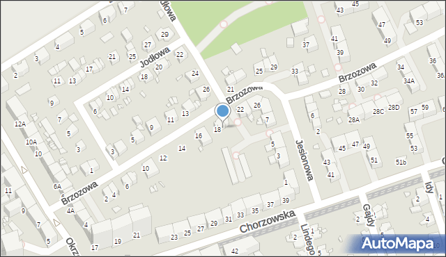 Gliwice, Brzozowa, 20, mapa Gliwic