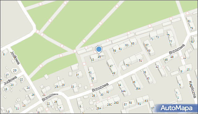 Gliwice, Brzozowa, 45, mapa Gliwic