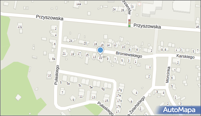 Gliwice, Broniewskiego Władysława, 11, mapa Gliwic