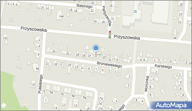 Gliwice, Broniewskiego Władysława, 12, mapa Gliwic