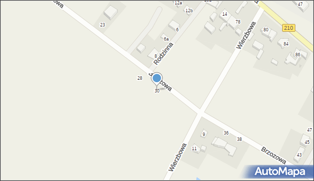 Głobino, Brzozowa, 30, mapa Głobino