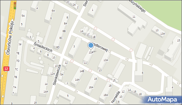 Głogów, Braci Śniadeckich Jana i Jędrzeja, 11A, mapa Głogów