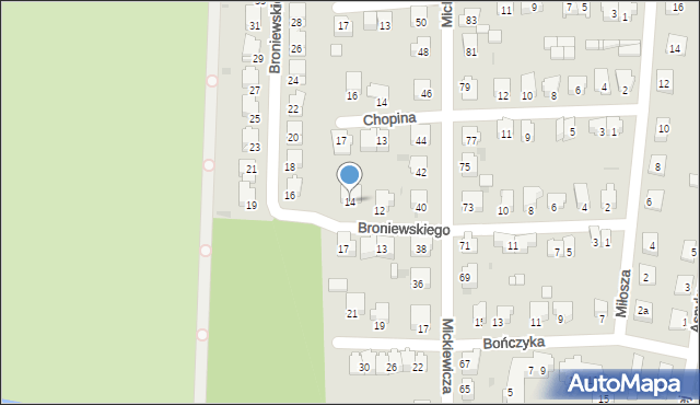 Głubczyce, Broniewskiego, 14, mapa Głubczyce