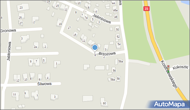 Gniezno, Brzozowa, 4, mapa Gniezna