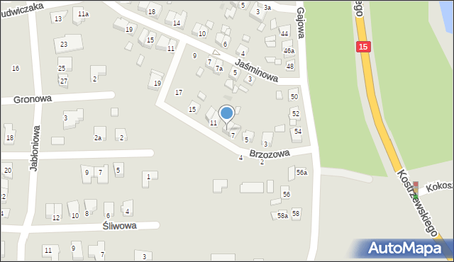 Gniezno, Brzozowa, 9, mapa Gniezna