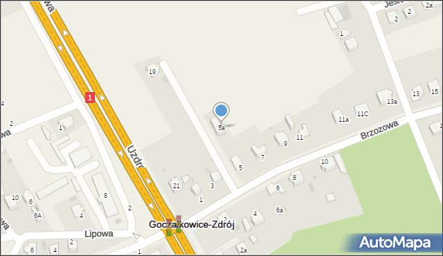 Goczałkowice-Zdrój, Brzozowa, 5a, mapa Goczałkowice-Zdrój