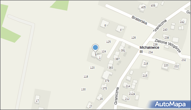 Górna Wieś, Braterska, 3, mapa Górna Wieś