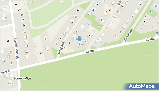 Gorzkie Pole, Brzozowa, 1, mapa Gorzkie Pole