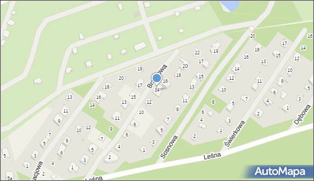 Gorzkie Pole, Brzozowa, 14, mapa Gorzkie Pole