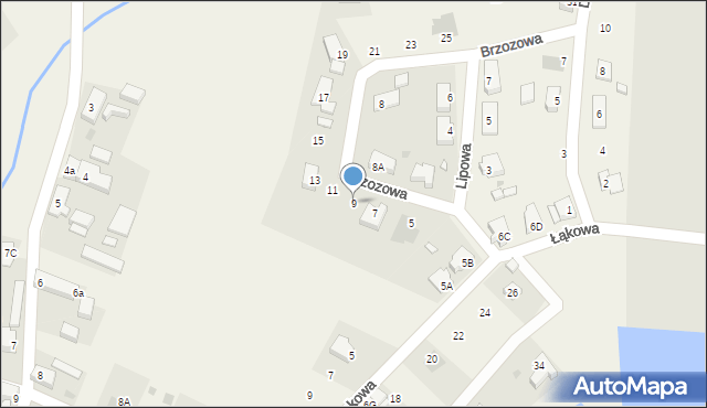 Grabik, Brzozowa, 9, mapa Grabik