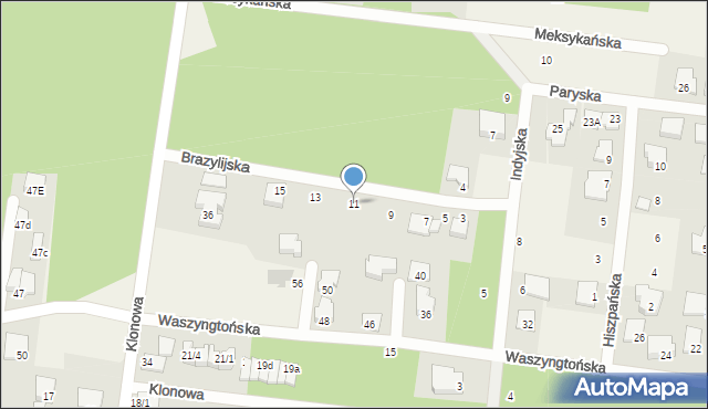 Grabówka, Brazylijska, 11, mapa Grabówka