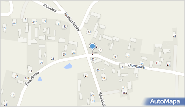 Grębów, Brzozowa, 1, mapa Grębów